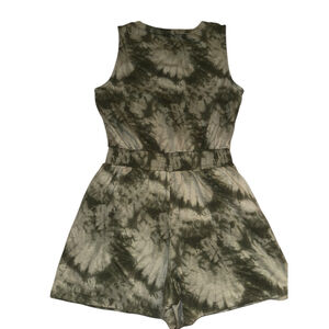 Women's Cozy Hill Olive Green Grey Tie-Dye Romper Size M